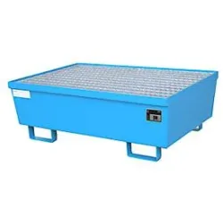 Auffangwanne BAUER AM-2, mit Gitterrost, Stahl, 225 l, B 1200 x T 800 x H 415 mm, blau