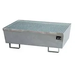 Auffangwanne BAUER AM-2, mit Gitterrost, Stahl, 225 l, B 1200 x T 800 x H 415 mm, verzinkt