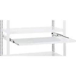 Auszugboden ORDO Professional, Teleskopschienen-Vollauszug, höhenverstellbar, Tragkraft 60 kg, B 750 mm x T 500 mm, verkehrsweiss RAL 9016
