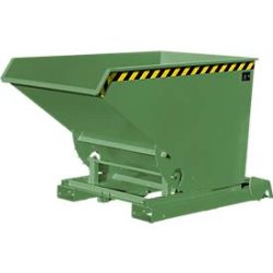 Automatischer Kippbehälter Bauer Typ 4A 1200, 3 Entriegelungspunkte, Abrollsystem, Inhalt 1,2 m³, bis 1500 kg, resedagrün RAL 6011