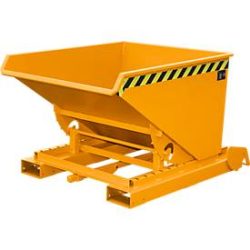 Automatischer Kippbehälter Bauer Typ 4A 600, 3 Entriegelungspunkte, Abrollsystem, Inhalt 0,6 m³, bis 1000 kg, gelborange RAL 2000