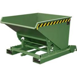 Automatischer Kippbehälter Bauer Typ 4A 600, 3 Entriegelungspunkte, Abrollsystem, Inhalt 0,6 m³, bis 1000 kg, resedagrün RAL 6011