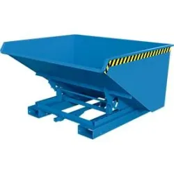 Automatischer Kippbehälter Bauer Typ 4A 900, 3 Entriegelungspunkte, Abrollsystem, Inhalt 0,9 m³, bis 1000 kg, lichtblau RAL 5012
