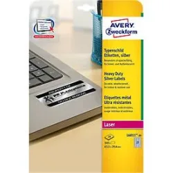 AVERY ZWECKFORM Typenschild-Labels 63,5x29,6mm L6011-20 silber 540Stk./20Bl.