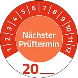 Avery Zweckform Prüfplaketten nächster Termin 20xx, Ø 30 mm, PVC-Folie auf Papier, rot