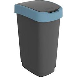 Abfalleimer Rotho TWIST, 50 l, 2 Öffnungsmöglichkeiten, Kunststoff, blau