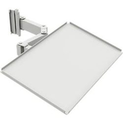 Ablage für Arbeitstisch TRESTON Quick Edge, dreh- & neigbarer Doppelarm, bis 15 kg, mit Gummimatte, B 605 x T 405 x H 15 mm, Stahl, lichtgrau RAL 7035