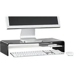 Acryl-Medienträger U-Form mit Boden, 500 x 230 x 100 mm, schwarz/weiss