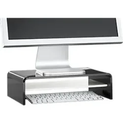 Acryl-Medienträger U-Form mit Boden, 350 x 230 x 100 mm, schwarz/weiss