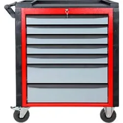 ADB Werkstattwagen HQ, 7 Schubladen, Schiebegriff, Zentralverschluss, B 750 x T 475 x H 985 mm, silbergrau RAL 7001