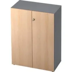 Aktenschrank TOPAS LINE, 3 Ordnerhöhen, Türen abschliessbar, graphit/Eiche-Dekor