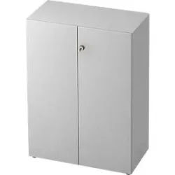 Aktenschrank TOPAS LINE, 3 Ordnerhöhen, Türen abschliessbar, lichtgrau/lichtgrau