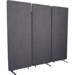 Akustik-Raumteiler Luxor, 3 Paneele, mit Standfüssen, ca. 19 kg, Gesamtmasse B 1830 x T 35 x H 1680 mm, recycelte Materialien, schiefergrau