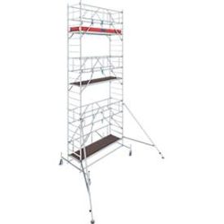Alu-Fahrgerüst KRAUSE Serie 10, 200 kg/m², TÜV-geprüft, höhenverstellbare Rollen, L 2500 x B 750 x H 7400 mm