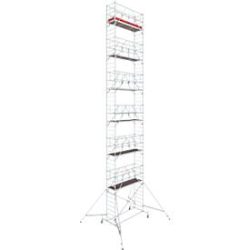 Alu-Fahrgerüst KRAUSE Serie 10, 200 kg/m², TÜV-geprüft, höhenverstellbare Rollen, L 2500 x B 750 x H 14400 mm