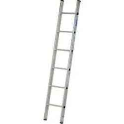 Anlegeleiter Krause Sibilo, 1-teilig, 6 Sprossen, bis 150 kg, Fussstopfen, B 360 x T 60 x H 1850 mm, Aluminium