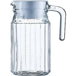 Arcoroc QUADRO Krug 0,5 L, Glas mit weissem Kunststoffdeckel, 157 x 85 mm, platzsparend für Kühlschranktür
