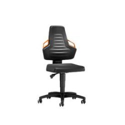 Arbeits-Drehstuhl, Rollen, PU-Schaum schwarz, Griffe orange