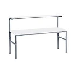 TRESTON Arbeitstisch mit Etagenbord, höhenverstellbar, TK 300 kg, BxT 1.500 x 700 mm