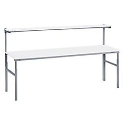 TRESTON Arbeitstisch mit Etagenbord, höhenverstellbar, TK 300 kg, BxT 1.800 x 700 mm