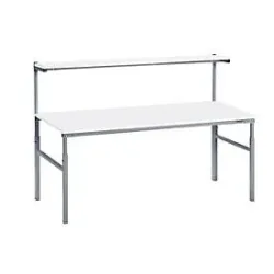 TRESTON Arbeitstisch mit Etagenbord, höhenverstellbar, TK 300 kg, BxT 1.500 x 900 mm