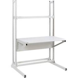 Arbeitstisch TRESTON Quick Edge, rechteckig, manuell höhenverstellbar, bis 100 kg, B 1200 x T 700 x H 1930 mm, Stahl & Aluminium, lichtgrau RAL 7035