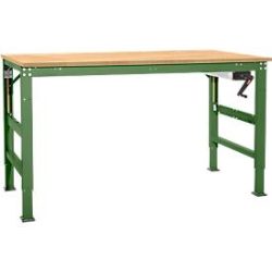 Arbeitstisch Ergo K, m. Kurbel,  1000 x 800 mm, Tischplatte Multiplex, resedagrün