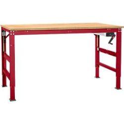 Arbeitstisch Ergo K, m. Kurbel,  2000 x 800 mm, Tischplatte Multiplex, rubinrot
