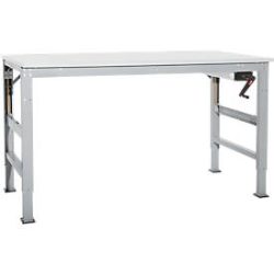 Arbeitstisch Ergo K, m. Kurbel,  2500 x 1000 mm, Tischplatte PVC Dekor, alusilber