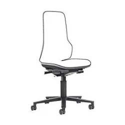 Arbeitsstuhl bimos NEON, Permanentkontakt, Grundmodell ohne Polsterelement, mit Rollen, Flexband grau