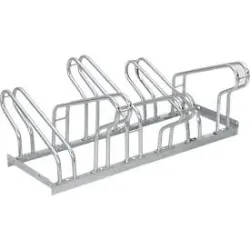 Bügelparker, 2-seitig, für Reifen bis B 55 mm, B 1050 x T 3200 x H 500 mm, Stahl feuerverzinkt, 6 Einstellplätze, montiert