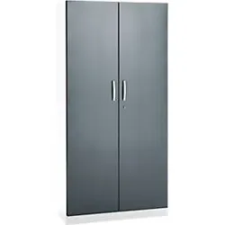 Büroschrank, 5 OH, abschliessbar, mit aufliegenden Türen, B 950 mm, Basaltgrau/Verkehrsweiss