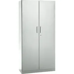 Büroschrank, 5 OH, abschliessbar, mit aufliegenden Türen, B 950 mm, Lichtgrau