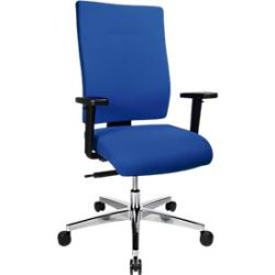 Bürostuhl PROFI STAR 15 high, mit Armlehnen, Synchronmechanik, Flachsitz, für grosse Menschen, blau/alusilber