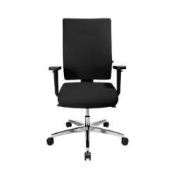 Bürostuhl PROFI STAR 15 high, mit Armlehnen, Synchronmechanik, Flachsitz, für grosse Menschen, schwarz/alusilber