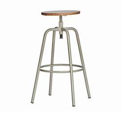 Barhocker PARIS, höhenverstellbar, Rundrohrfuss-Gestell, Ø 390 x T 390 x H 700-800 mm, taupe/taupe