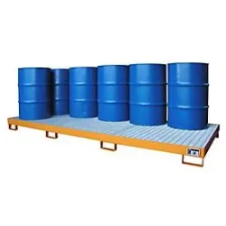 Bauer® Grossvolumen-Auffangwanne aus Stahl, HxBxT 190 x 3.250 x 1.300 mm, 10x 200 l, gelborange