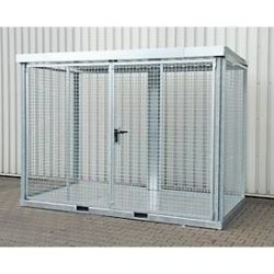 Bauer Gasflaschen-Container TYP GFC-E, abschliessbar, L 3135 x B 1570 x H 2260 mm, Tränenblechboden