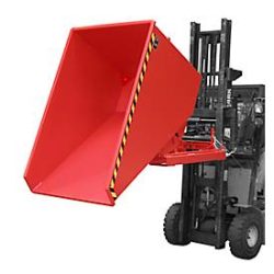 Bauer® Mini-Spänebehälter mit Abrollmechanik, niedrige Bauhöhe, lackiert, Volumen 1,2 m³, RAL 3000 feuerrot