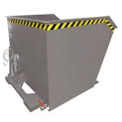 Bauer Kippbehälter SGU 200, mit Lochblech & Ablasshahn, öl-/wasserdicht, Seilzug kippbar, staplertauglich, L 1640 x B 1680 x H 1090 mm, mausgrau RAL 7005