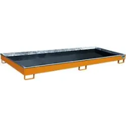 Bauer Regalwanne RW 3300-1 PE, mit PE-Einsatz, B 3262 x T 1312 x H 195 mm, bis 240 l, Stahl lackiert, gelborange
