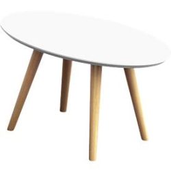 Paperflow Empfangstisch mit weiss lackierter MDF-Platte und 4 Buche-Beinen Scandi 650 x 400 x 350 mm