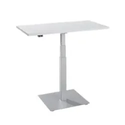 Beistelltisch Start Off, elektrisch höhenverstellbar, Rechteck, Säulenfuss, B 1000 x T 600 x H 635-1285 mm, lichtgrau/weissaluminium