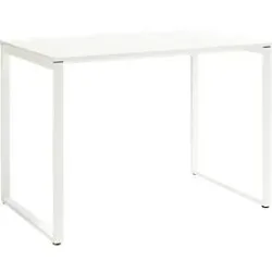 Besprechungsstehtisch Squart, bis 6 Personen, Rechteck, Bügelfuss, B 1800 x T 900 x H 1120 mm, weiss/weiss