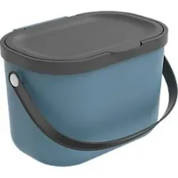 Bioabfalleimer ALBULA, 3,2 Liter Fassungsvermögen, Bügelgriff, recycleter Kunststoff, B 172 x T 222 x H 147 mm, blau