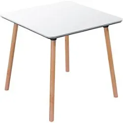 Bistrotisch Palomba, Quadrat, 4-Fuss Gestell aus Massivholz, B 800 x T 800 x H 750 mm, weiss/Buche