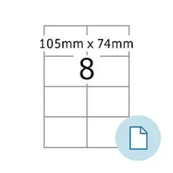 Blattetiketten HERMA 8408, permanenthaftend, bedruckbar, B 105 x H 74 mm, Papier, weiss, 4000 Stück/500 Blatt