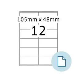 Blattetiketten HERMA 8419, permanenthaftend, bedruckbar, B 105 x H 48 mm, Papier, weiss, 6000 Stück/500 Blatt