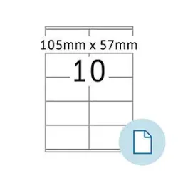 Blattetiketten HERMA 8420, permanenthaftend, bedruckbar, B 105 x H 57 mm, Papier, weiss, 5000 Stück/500 Blatt