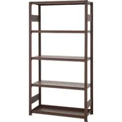 Blumen-/Allround-Steckregal ORDO Flex, multifunktional, 4 Fachböden mit Lochung, Wannenboden, Feldlast 1200 kg, B 1060 x T 435 x H 2000 mm, pulverbeschichtet, rostfarben/braun